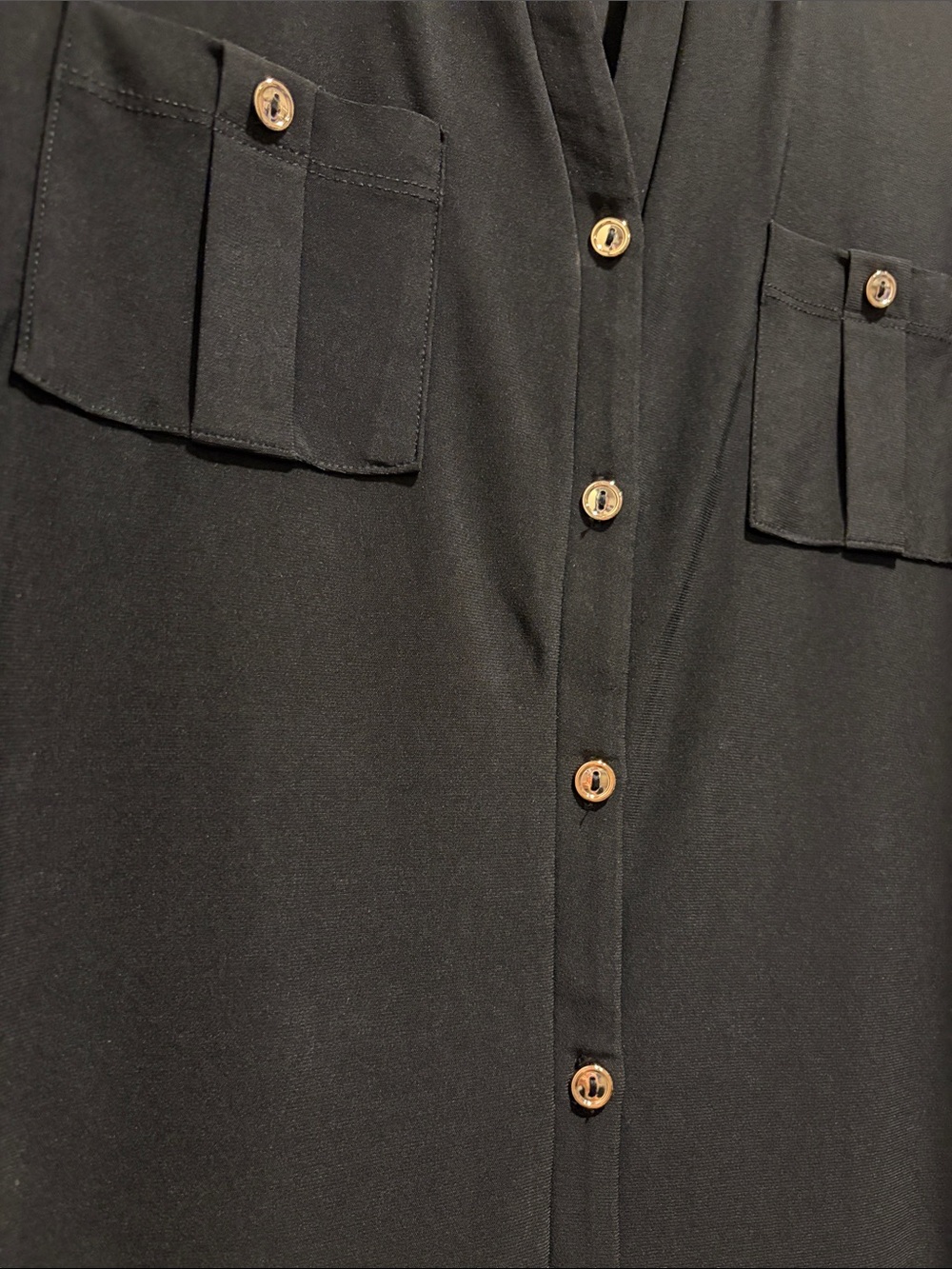PerSeption Concept Black Button-Front Short Sleeve Shirt with Patch Pockets - Picture 3 of 4